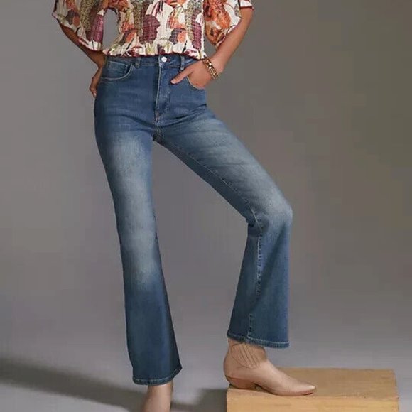 Anthropologie Pilcro 32 Tall NWT The Icon Flare Jeans Medium Blue Denim 32T - Picture 2 of 9